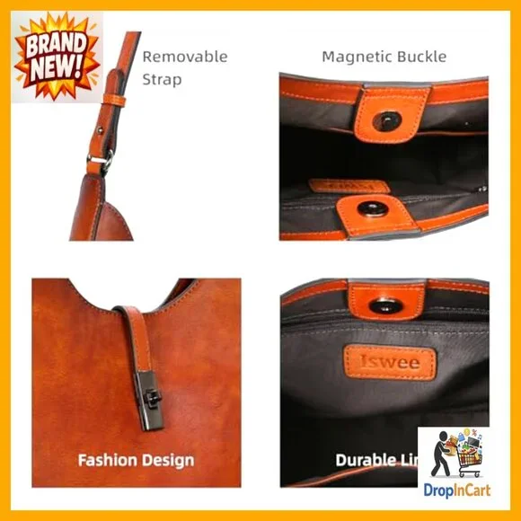 Leather Crossbody Hobo Bag Adjustable Straps Casual Work Everyday Purse